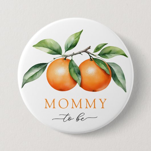 Tweeling Oranje Baby shower mama wordt Button (Voorkant)