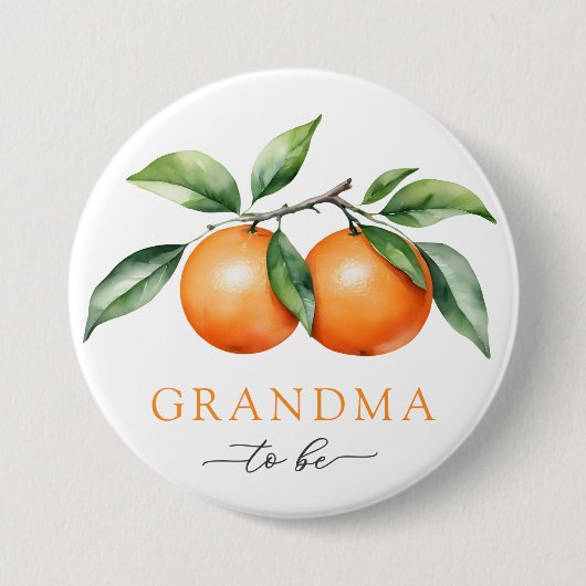 Tweeling Oranje Baby shower Oma wordt Button (Voorkant)