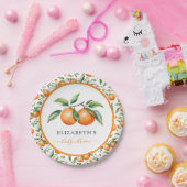 Tweeling Oranje Baby shower Papieren Bordje (Feest)