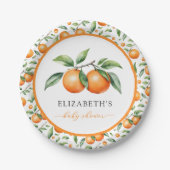 Tweeling Oranje Baby shower Papieren Bordje (Voorkant)