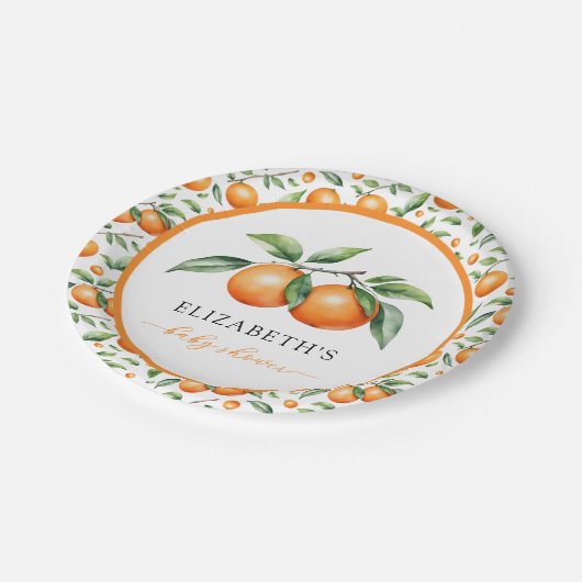 Tweeling Oranje Baby shower Papieren Bordje (Gekanteld)