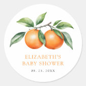 Tweeling Oranje Baby shower Ronde Sticker (Voorkant)