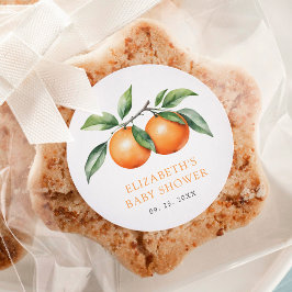 Tweeling Oranje Baby shower Ronde Sticker