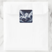 Tweeling Pegasus tegen de donkerblauwe lucht Vierkante Sticker (Tas)