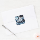 Tweeling Pegasus Vliegen Met De Maan Achter Zich Vierkante Sticker (Envelop)