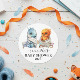 Tweeling Phoenix Draak Fantasy Magisch  Ronde Sticker