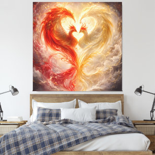 Tweeling Phoenix Hart van Eeuwige Liefde Canvas Afdruk