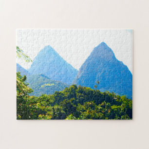 Tweeling Piton-toppen Saint Lucia. Legpuzzel