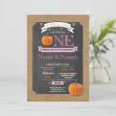 Tweeling pompoen 1e 1e 1e verjaardagsfeestje Uitno Kaart (Staand voorkant)