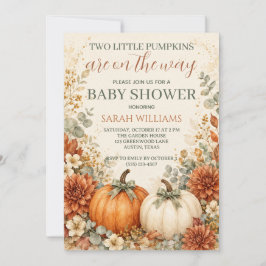 Tweeling Pompoen Baby Shower Kaart
