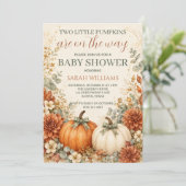 Tweeling Pompoen Baby Shower Kaart (Staand voorkant)
