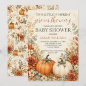Tweeling Pompoen Baby Shower Kaart (Voorkant / Achterkant)