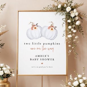 Tweeling Pompoen Baby Shower Welkom Poster