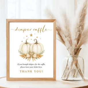 Tweeling Pompoen Herfst Baby Shower Luier Raffle B Poster