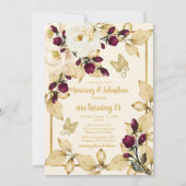 Tweeling Quinceañera Champagne Bourgondië en goud Kaart (Voorkant)