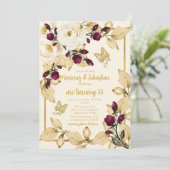 Tweeling Quinceañera Champagne Bourgondië en goud Kaart (Staand voorkant)