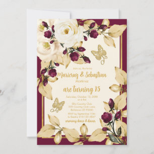 Tweeling Quinceañera Champagne Bourgondië Goud Lij Kaart
