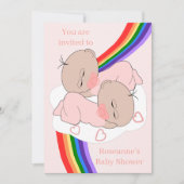 Tweeling Regenboog Baby Meisjes Baby Shower Kaart (Voorkant)