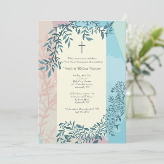 Tweeling religieuze uitnodiging (Staand voorkant)