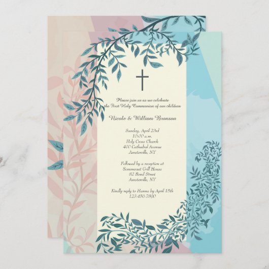 Tweeling religieuze uitnodiging (Voorkant / Achterkant)