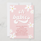 Tweeling Retro Daisy Baby shower Baby in bloei Kaart (Voorkant)