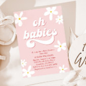 Tweeling Retro Daisy Baby shower Baby in bloei Kaart
