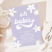 Tweeling Retro Daisy Baby shower Baby in bloei Kaart