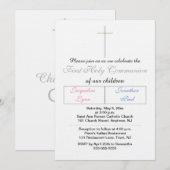 Tweeling Roze Blauw Eerste Heilige Communie Kaart (Voorkant / Achterkant)