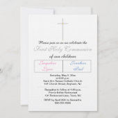 Tweeling Roze Blauw Eerste Heilige Communie Kaart (Voorkant)