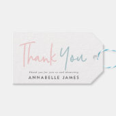 Tweeling Roze Blauw Moderne Typografie Stijlvol Da Cadeaulabel (Voorkant (Horizontaal))