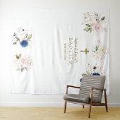 Tweeling Roze Blush Bloemen Doop Foto Prop  Wandkleed (In Situ (horizontaal))