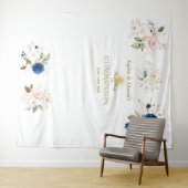 Tweeling Roze Blush Bloemige Heilige Communie Foto Wandkleed (In Situ (horizontaal))