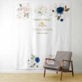 Tweeling Roze Blush Bloemige Heilige Communie Foto Wandkleed (In situ)