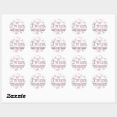 Tweeling Roze & Grijs Polka Dots Baby shower Ronde Sticker (Vel)