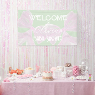 Tweeling Roze lintjes mint Baby meisje shower Spandoek