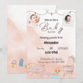 Tweeling Roze Luier Bash uitnodigingen (Voorkant / Achterkant)