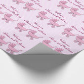 Tweeling roze polka dots baby kinderwagens cadeaupapier (Hoek)