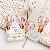 Tweeling Roze Teddy Bear Hete Luchtballon Baby sho Kaart