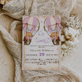 Tweeling Roze Teddy Bear Hete Luchtballon Baby sho Kaart