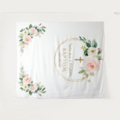 Tweeling Roze Witte Bloem Doop Gouden Foto Prop Wandkleed (Voorkant (horizontaal))