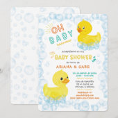 Tweeling rubber eend baby shower kaart (Voorkant / Achterkant)