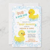 Tweeling Rubberen Eend Baby Shower Kaart (Voorkant)