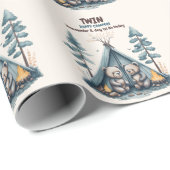 Tweeling Rustieke Een Gelukkige Camper Verjaardag Cadeaupapier (Rol Hoek)