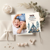 Tweeling Rustieke Een Gelukkige Camper Verjaardag