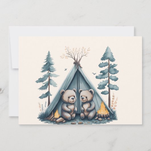 Tweeling Rustieke Een Gelukkige Camper Verjaardag Kaart (Achterkant)