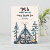 Tweeling Rustieke Een Gelukkige Camper Verjaardag Kaart (Staand voorkant)