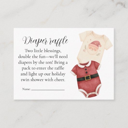 Tweeling Santa Baby Luiers Raffle Kaart (Voorkant)