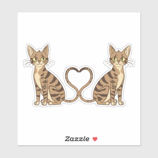 TWEELING SCHATTIGE BENGAALSE KATTEN STICKER (Vel)