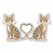 TWEELING SCHATTIGE BENGAALSE KATTEN STICKER (Voorkant)