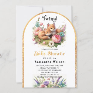 Tweeling! Schattigee Baby Foxes Spring Baby shower Kaart